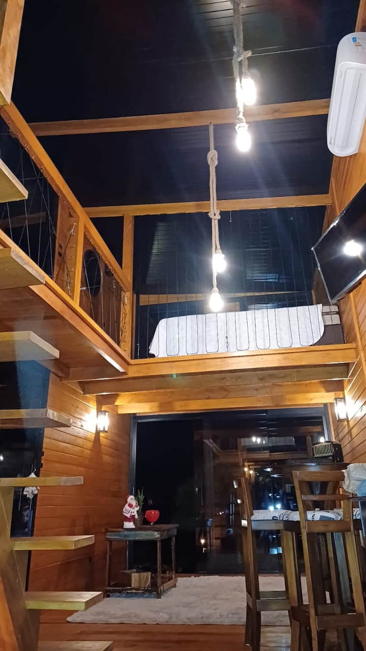 Mezanino da cabana com acomodação adicional